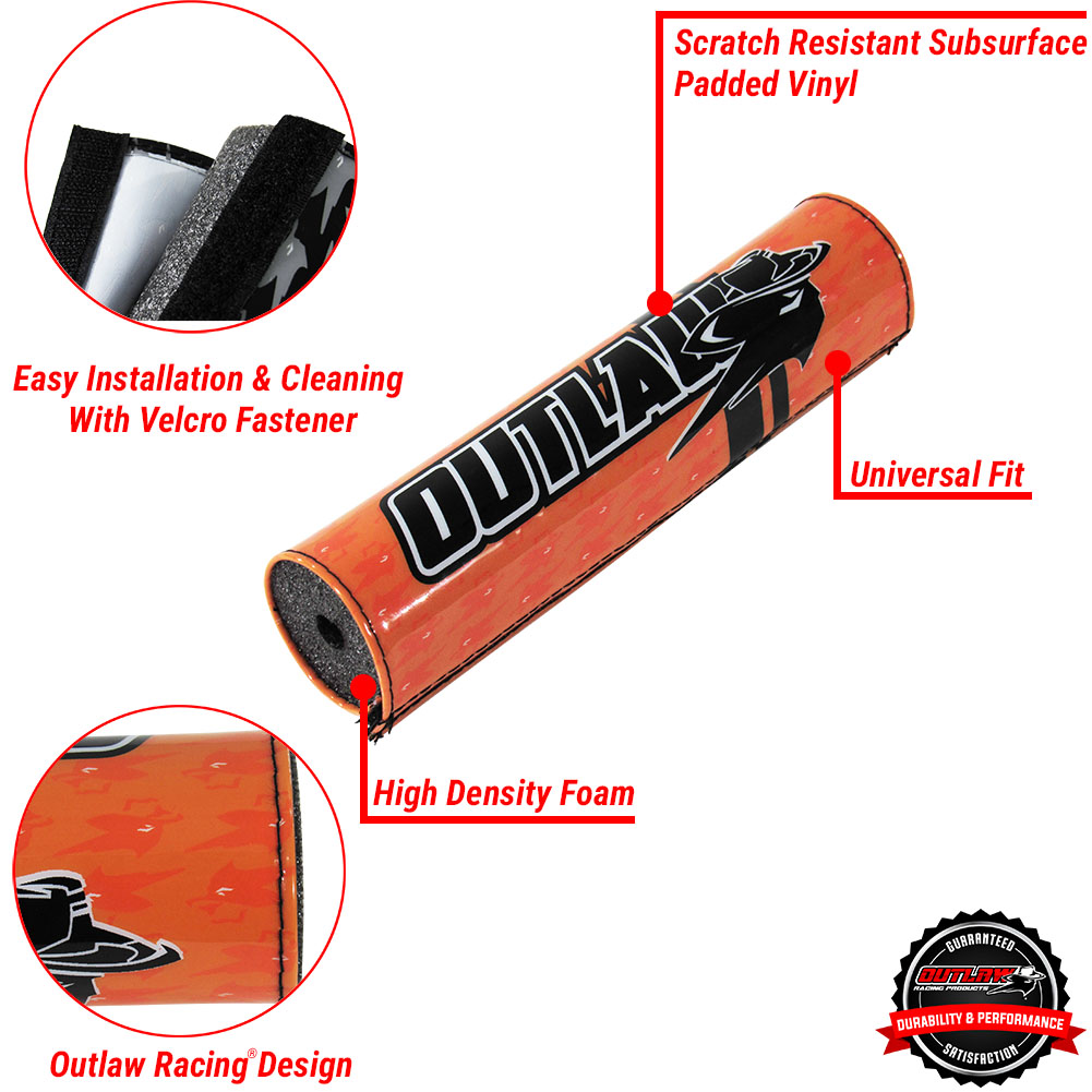 Outlaw Racing Handlebar Pad Crossbar Cushion ATV Motorcycle DirtBike 8.9"" Orang - Picture 4 of 8