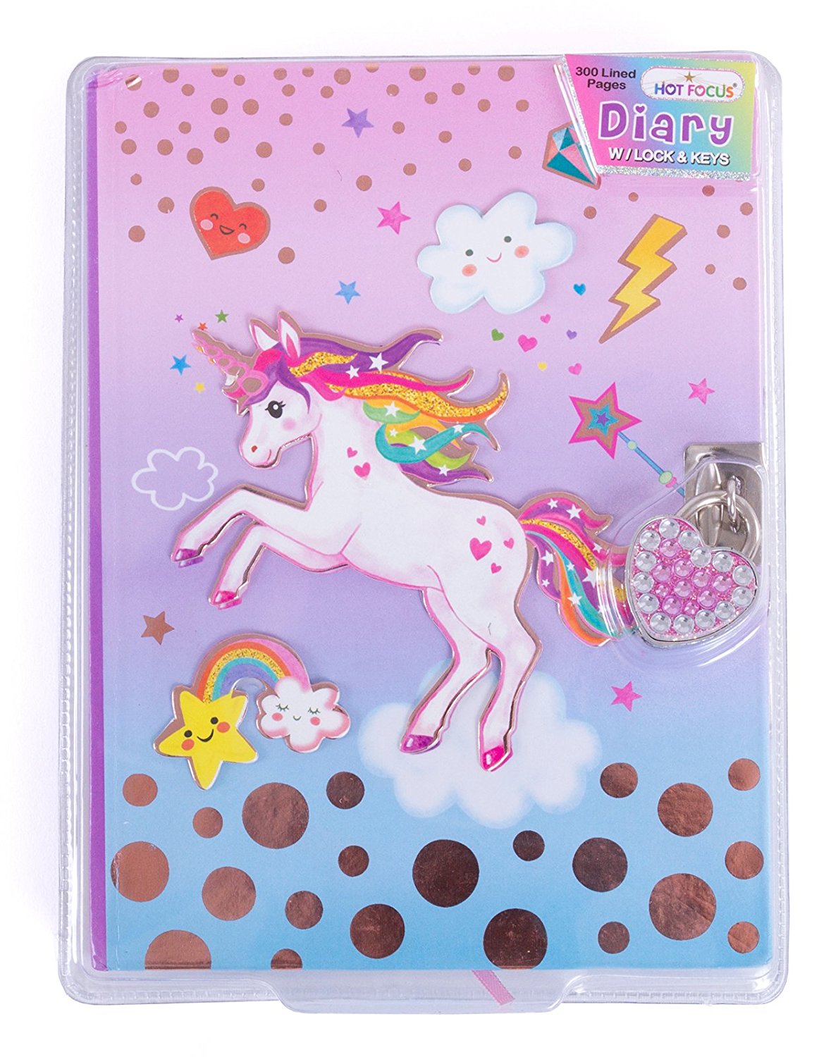 Girls Diary with Lock - 7 Unicorn Kids Secret Diary Journal with Two Keys