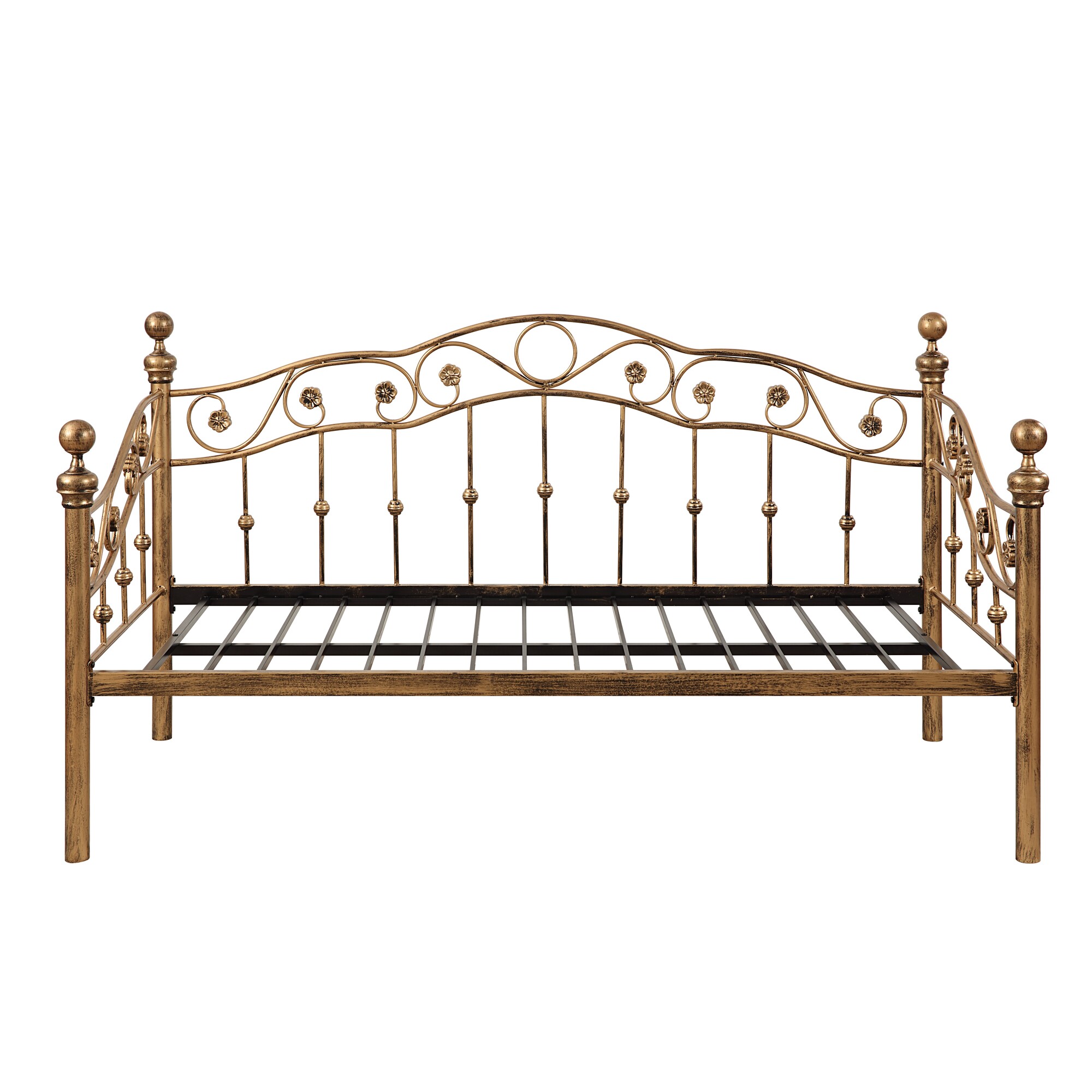 ESSENDON VINTAGE LIVING ROOM BEDROOM SINGLE ANTIQUE BRASS METAL DAY BED - Picture 11 of 11