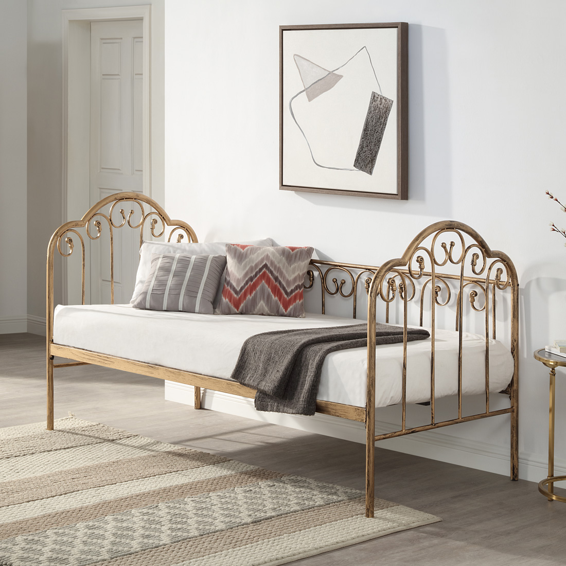 KNEBWORTH FRENCH SHABBY CHIC LIVING ROOM BEDROOM METAL DAY BED FRAME
