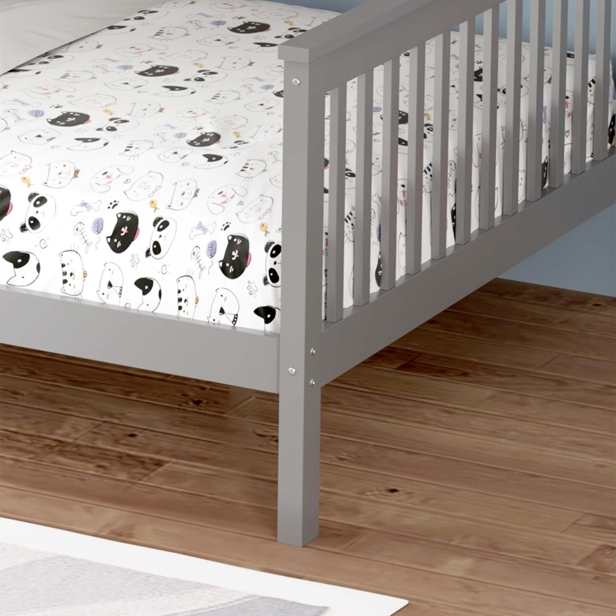 NOAH GREY WOODEN TRIPLE SLEEPER BUNK BED SINGLE & DOUBLE - Picture 12 of 14