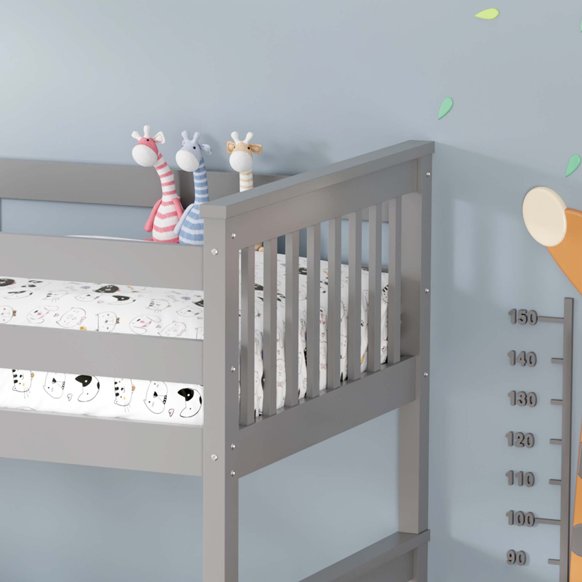 NOAH GREY WOODEN TRIPLE SLEEPER BUNK BED SINGLE & DOUBLE - Picture 13 of 14