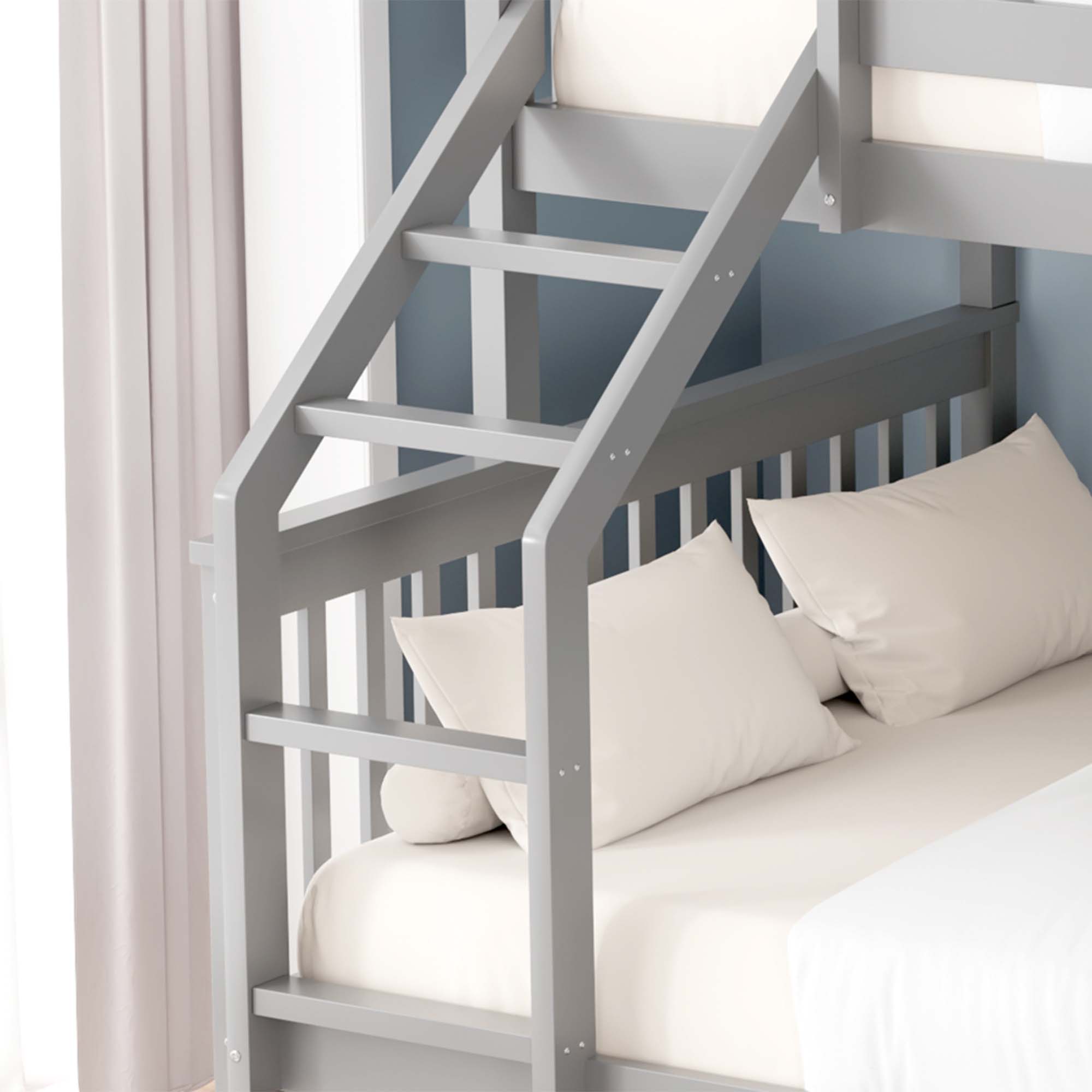 NOAH GREY WOODEN TRIPLE SLEEPER BUNK BED SINGLE & DOUBLE - Picture 14 of 14