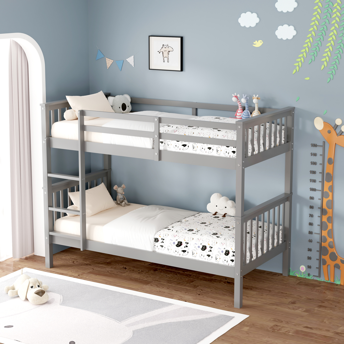 OLIVER GREY WOODEN SINGLE BUNK BED FRAME - Picture 10 of 15