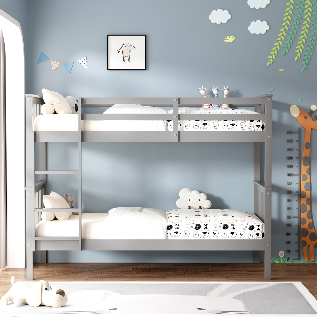 OLIVER GREY WOODEN SINGLE BUNK BED FRAME - Picture 12 of 15