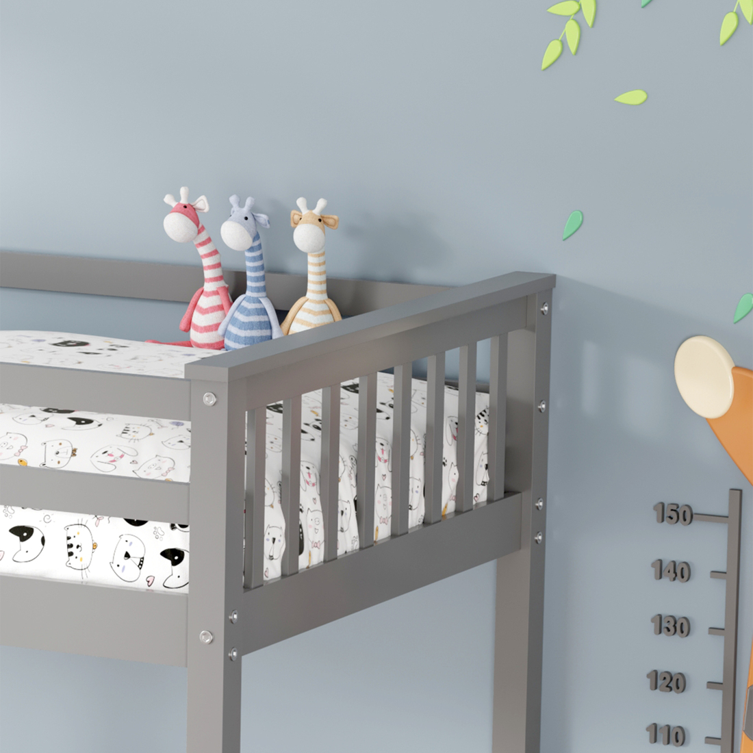 OLIVER GREY WOODEN SINGLE BUNK BED FRAME - Picture 14 of 15