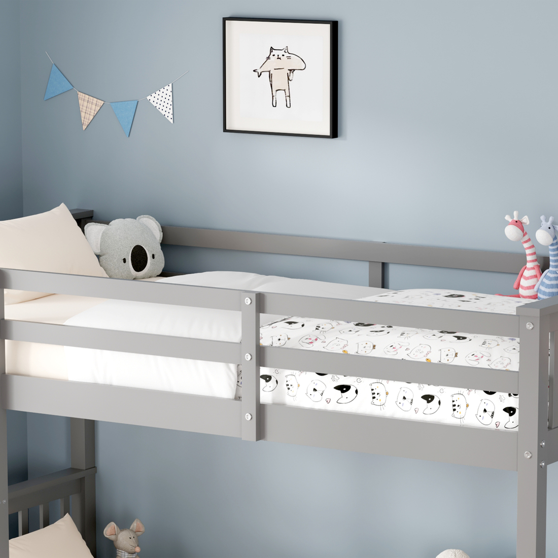 OLIVER GREY WOODEN SINGLE BUNK BED FRAME - Picture 15 of 15