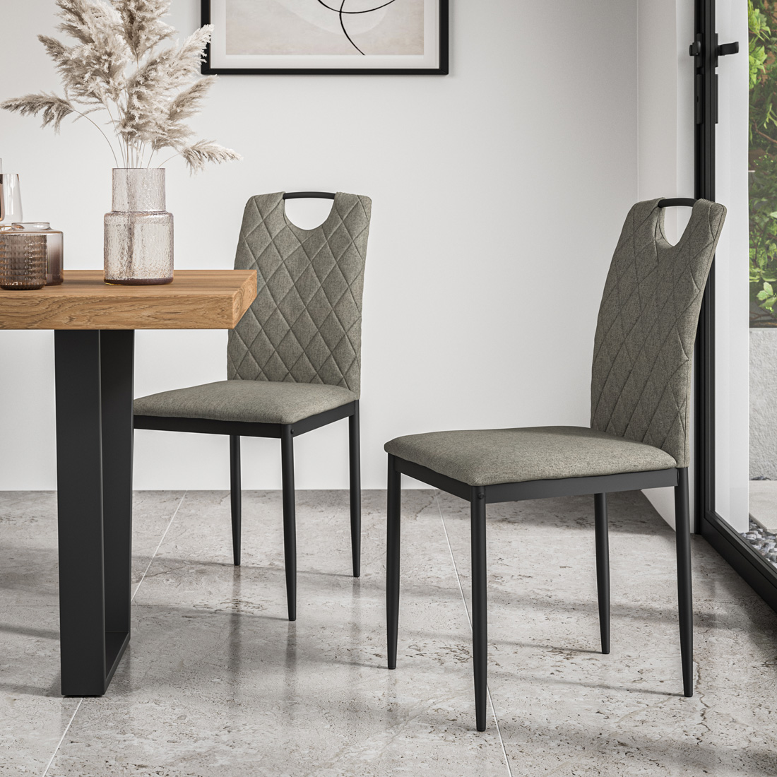SET OF 2+4+6+8 MONZA FABRIC DINING CHAIR MODERN PADDED SEAT METAL LEGS KITCHEN