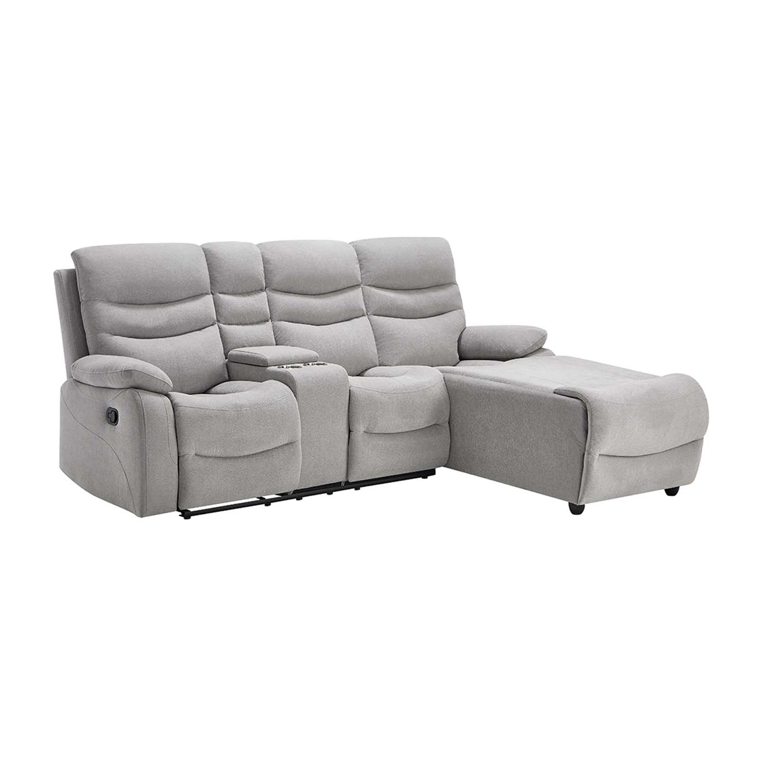 Avon Chaise Lounge Manual Recliner Linen Sofa w Drinks Console