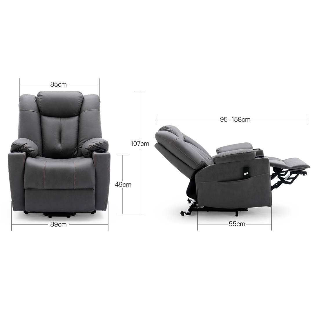 AFTON ELECTRIC FABRIC SINGLE MOTOR RISER RECLINER LIFT MOBILITY TILT CHAIR - Picture 22 of 29