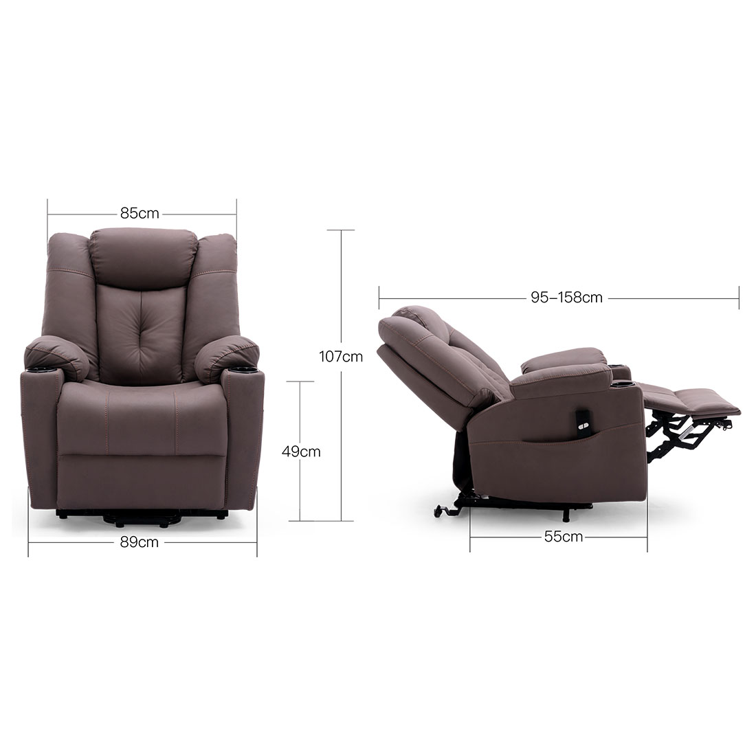 AFTON ELECTRIC FABRIC SINGLE MOTOR RISER RECLINER LIFT MOBILITY TILT CHAIR - Picture 15 of 29