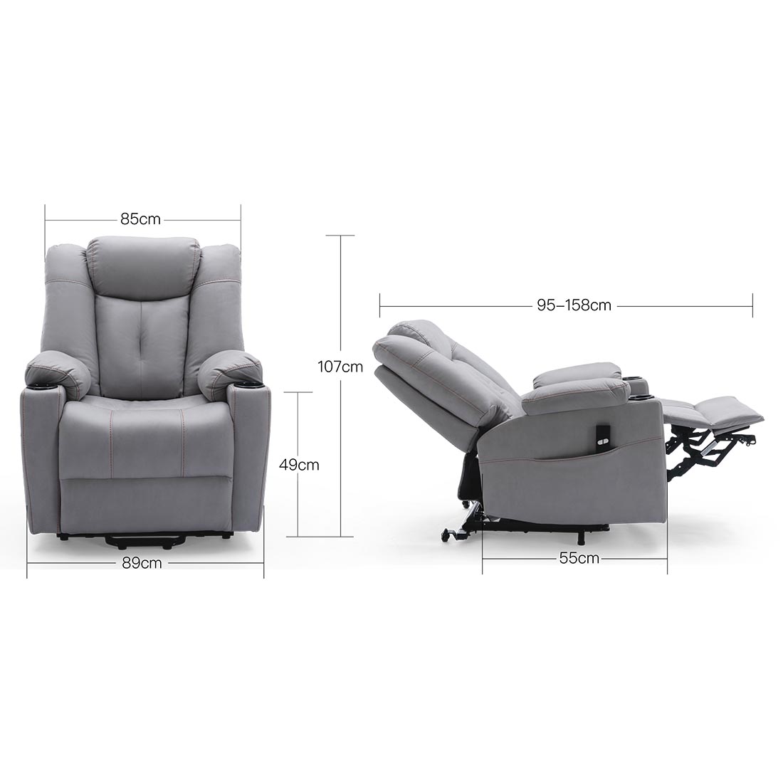 AFTON ELECTRIC FABRIC SINGLE MOTOR RISER RECLINER LIFT MOBILITY TILT CHAIR - Picture 29 of 29