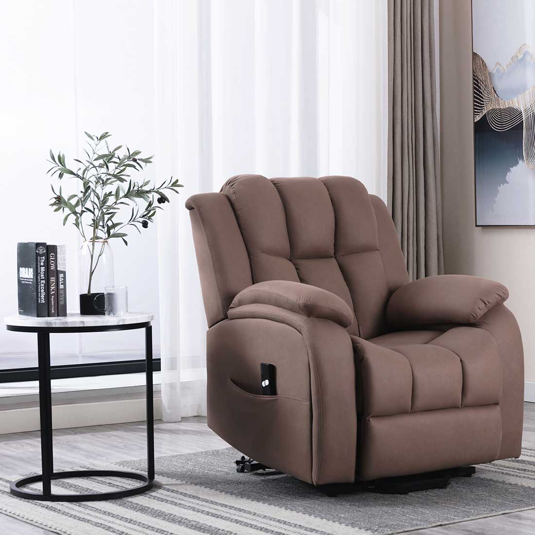 BROOKLINE ELECTRIC FABRIC SINGLE MOTOR RISER RECLINER LIFT MOBILITY TILT CHAIR - Picture 17 of 29