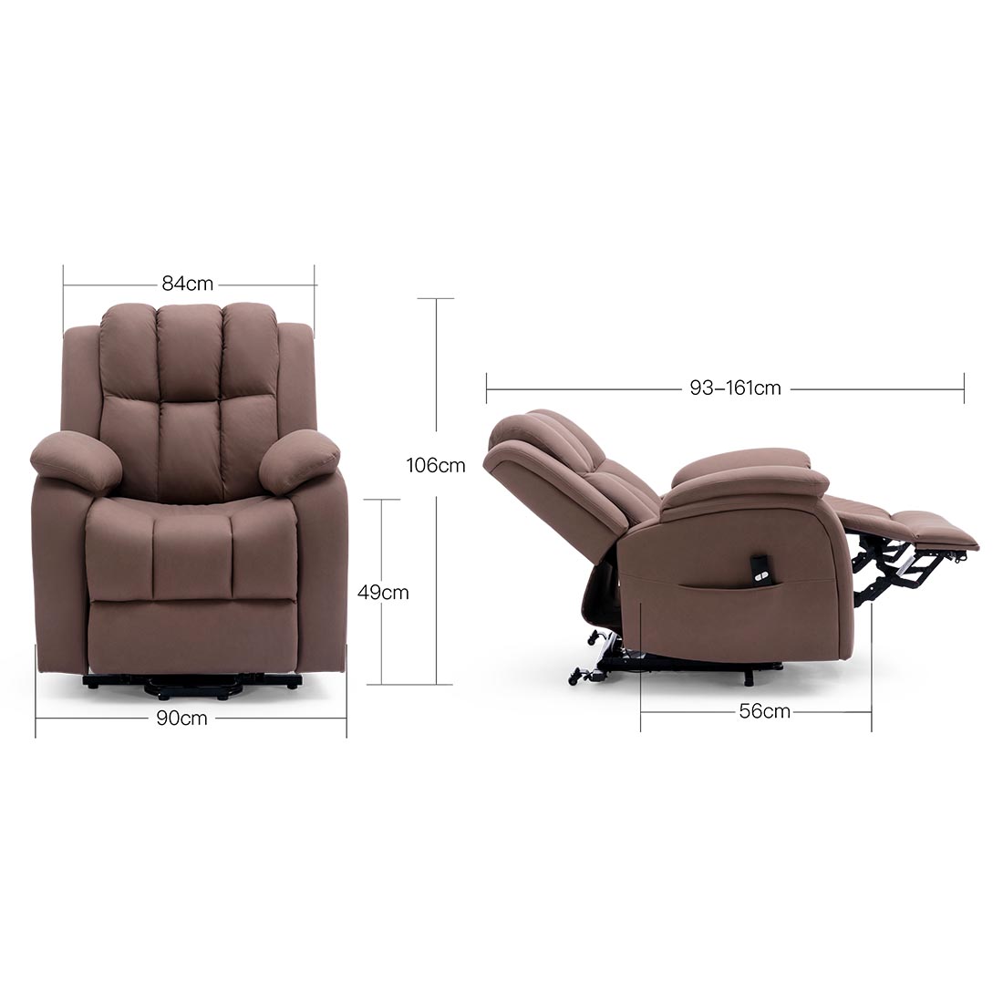 BROOKLINE ELECTRIC FABRIC SINGLE MOTOR RISER RECLINER LIFT MOBILITY TILT CHAIR - Picture 22 of 29