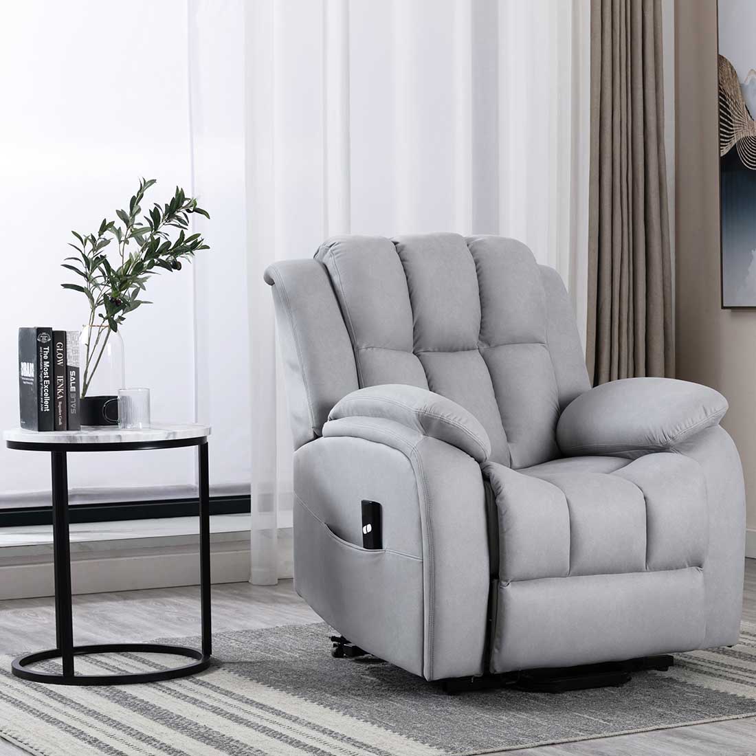 BROOKLINE ELECTRIC FABRIC SINGLE MOTOR RISER RECLINER LIFT MOBILITY TILT CHAIR - Picture 10 of 29