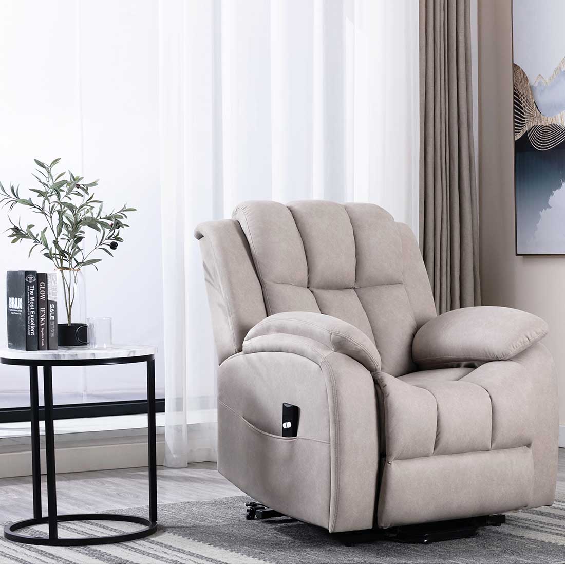 BROOKLINE ELECTRIC FABRIC SINGLE MOTOR RISER RECLINER LIFT MOBILITY TILT CHAIR - Picture 24 of 29