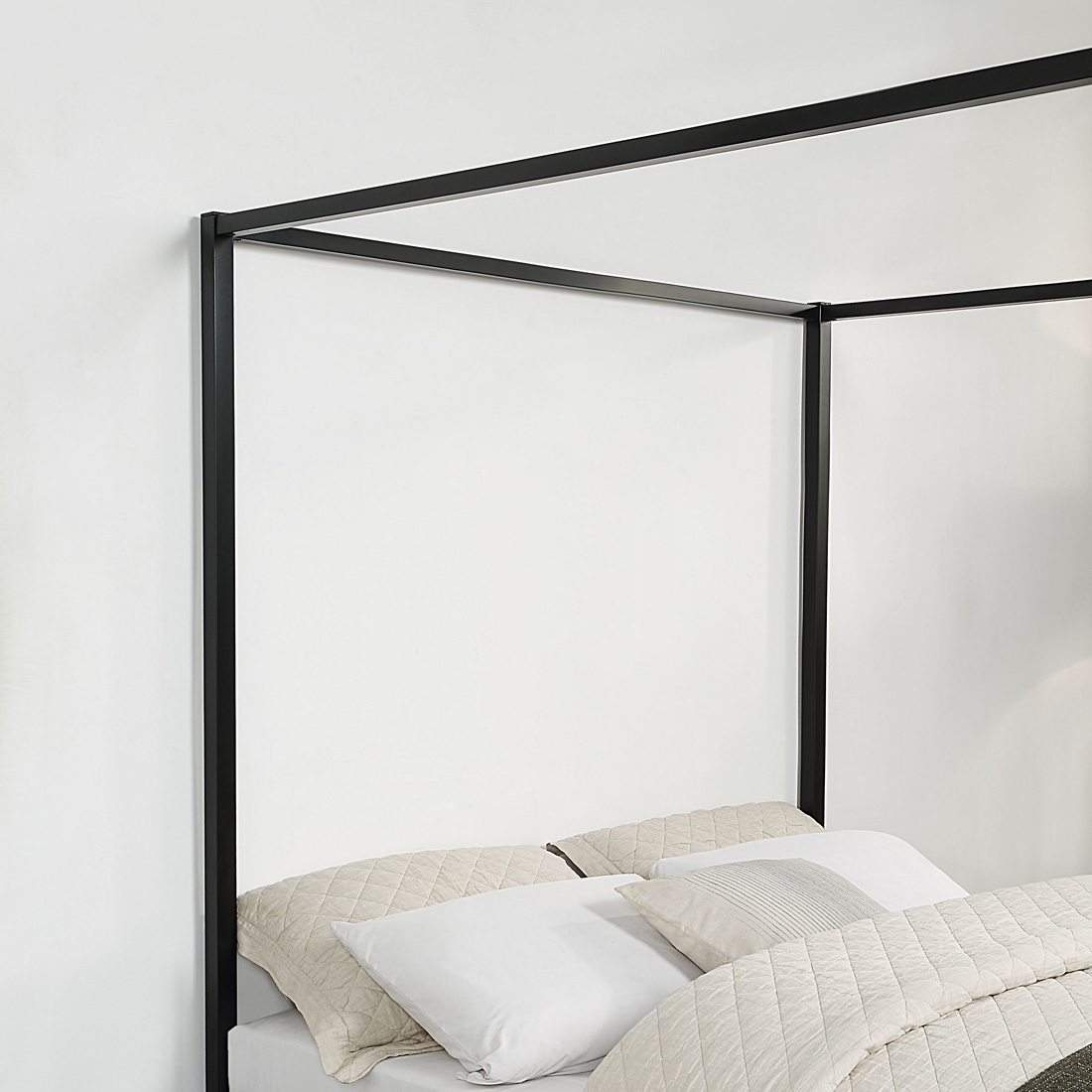 ASHWELL 4 POSTER METAL BED FRAME BLACK/WHITE - SINGLE/SMALL DOUBLE/DOUBLE/KING - Picture 10 of 22