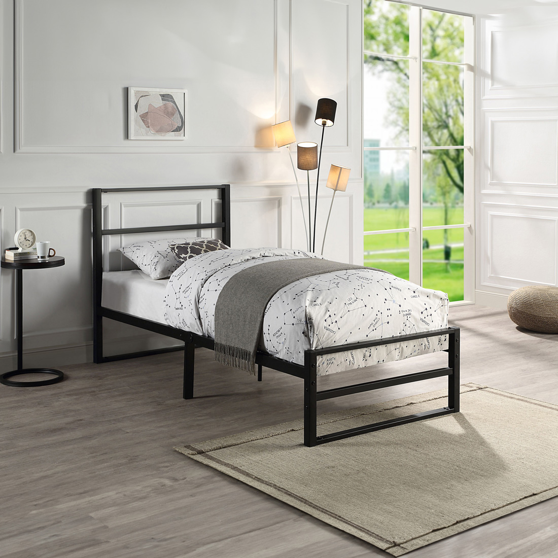 BALDOCK MODERN BLACK METAL BED FRAME - SINGLE, SMALL DOUBLE, DOUBLE