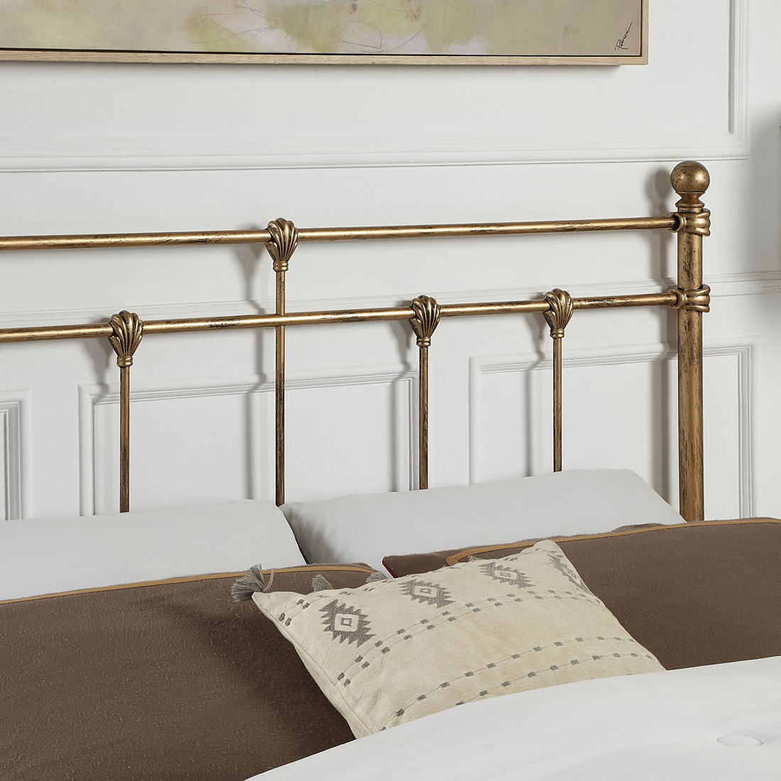 BAYFORD TRADITIONAL METAL BED FRAME - BLACK-BRASS-WHITE - SINGLE TO KING SIZE - Picture 11 of 27