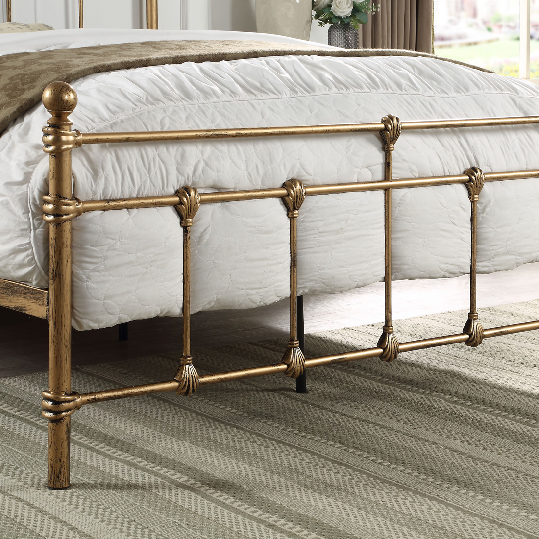 BAYFORD TRADITIONAL METAL BED FRAME - BLACK-BRASS-WHITE - SINGLE TO KING SIZE - Picture 12 of 27