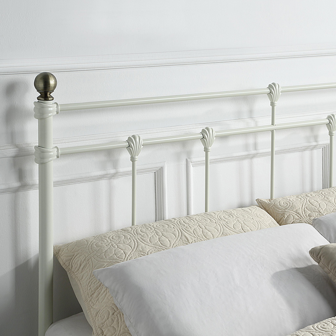 BAYFORD TRADITIONAL METAL BED FRAME - BLACK-BRASS-WHITE - SINGLE TO KING SIZE - Picture 24 of 27