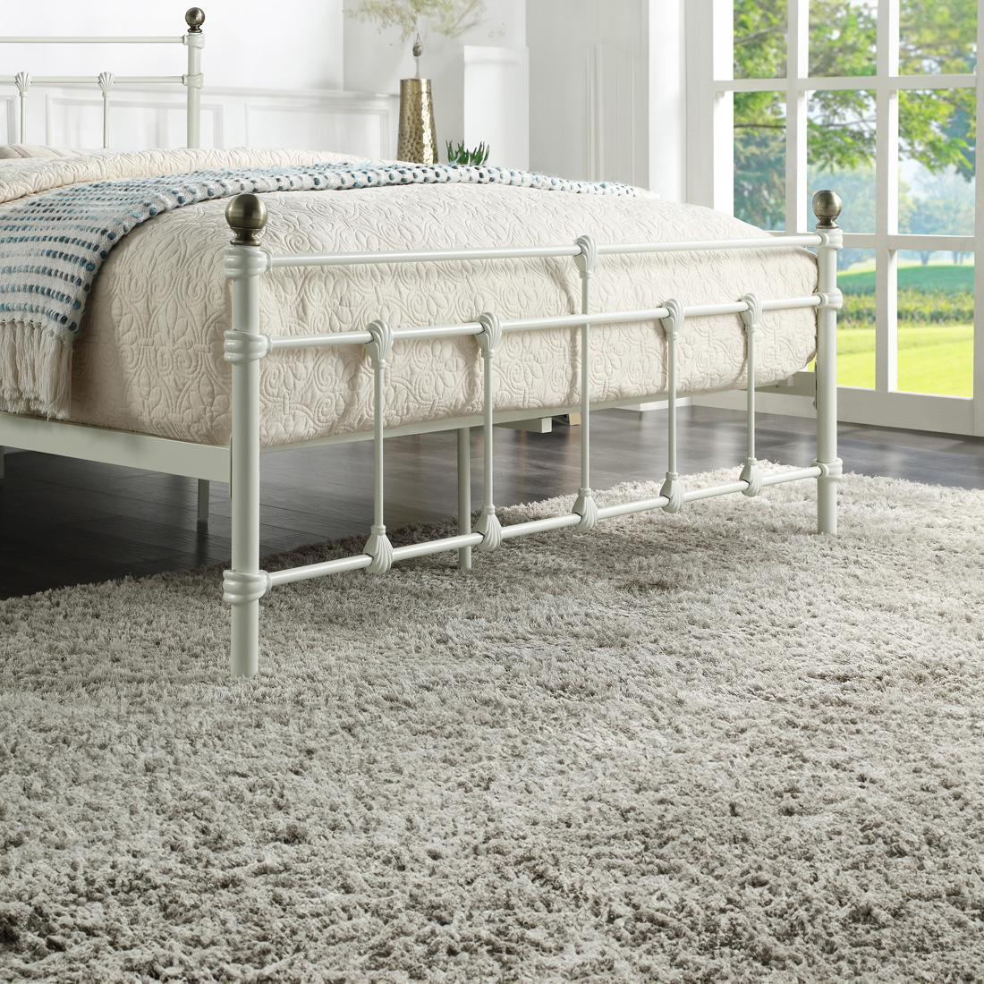 BAYFORD TRADITIONAL METAL BED FRAME - BLACK-BRASS-WHITE - SINGLE TO KING SIZE - Picture 25 of 27