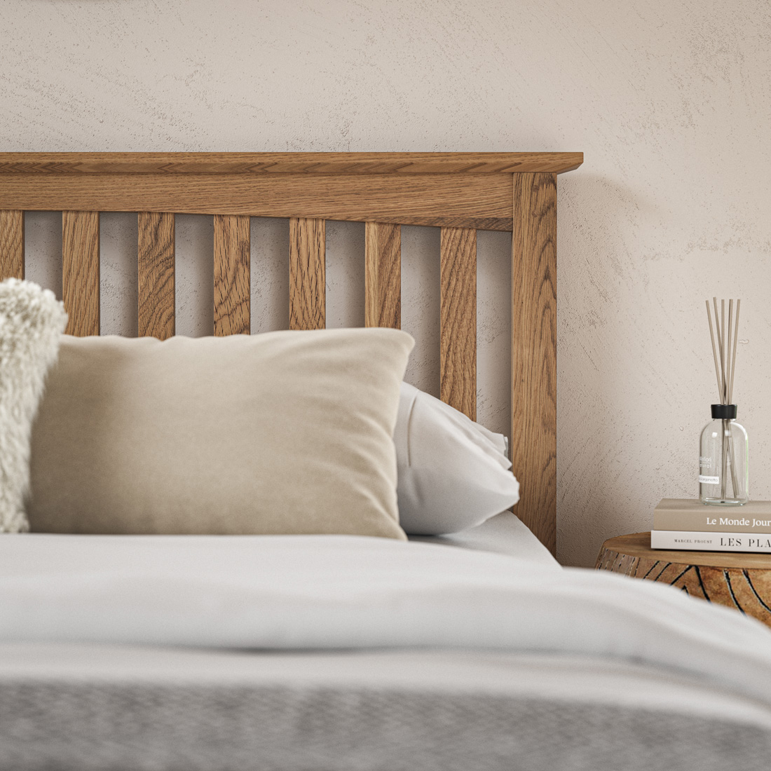 DUNKELD SOLID WOODEN OAK BED FRAME LOW FOOTBOARD SHAKER STYLE - DOUBLE/KING SIZE - Picture 20 of 22