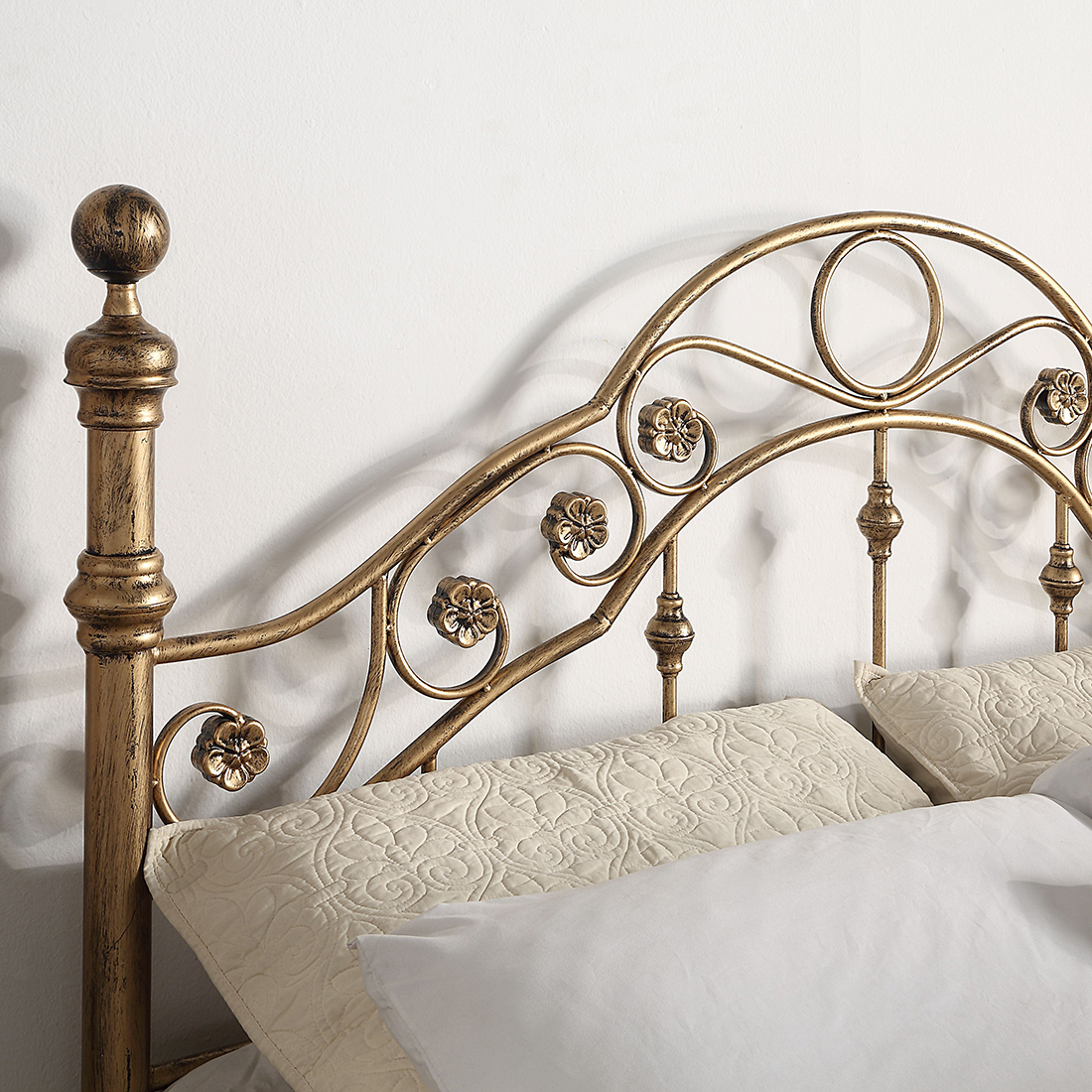 LETCHWORTH VICTORIAN BRUSHED ANTIQUE BRASS METAL BED FRAME - SMALL DOUBLE - KING - Picture 21 of 25
