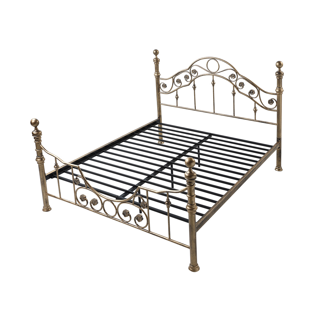 LETCHWORTH VICTORIAN BRUSHED ANTIQUE BRASS METAL BED FRAME - SMALL DOUBLE - KING - Picture 24 of 25