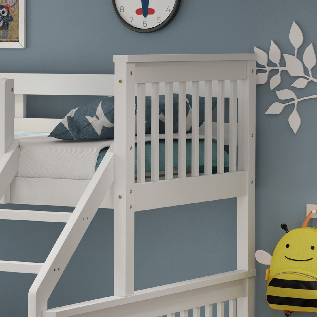 NOAH WHITE WOODEN TRIPLE SLEEPER BUNK BED SINGLE & DOUBLE - Picture 57 of 71