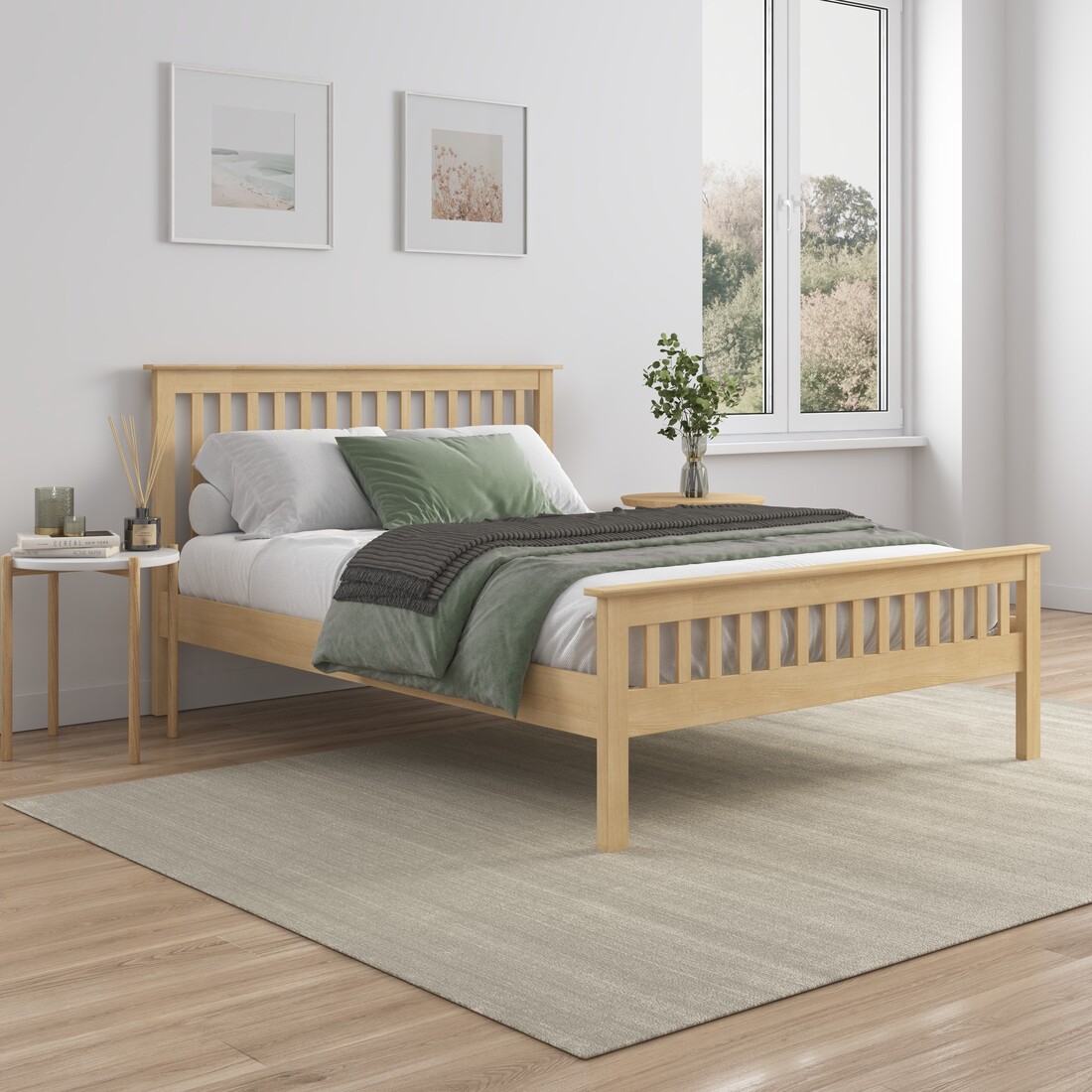 PITLOCHRY SOLID WOODEN OAK BED FRAME SHAKER STYLE - DOUBLE/KING SIZE