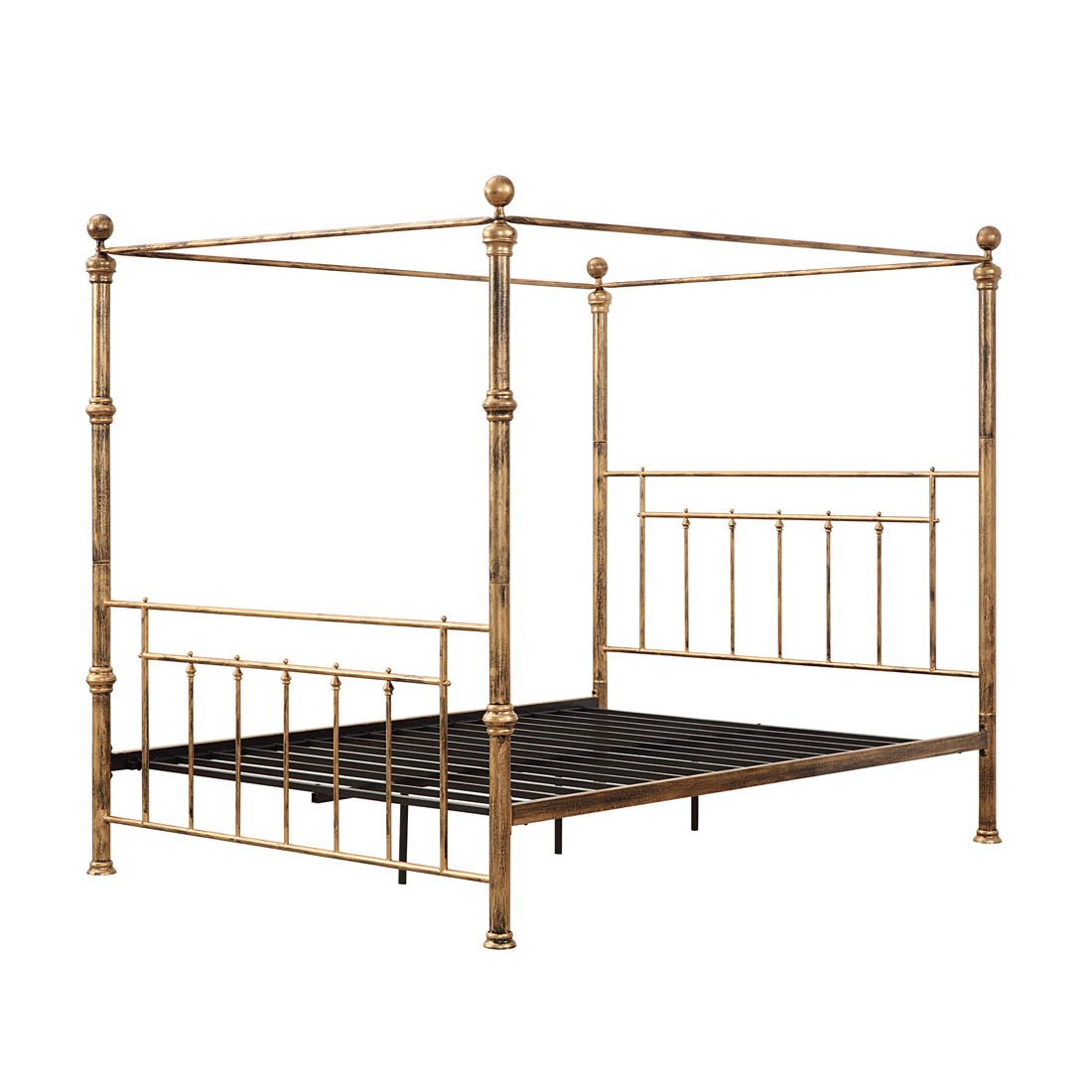 WELWYN VINTAGE VICTORIAN 4 POSTER ANTIQUE BRASS METAL BED FRAME - Picture 28 of 29