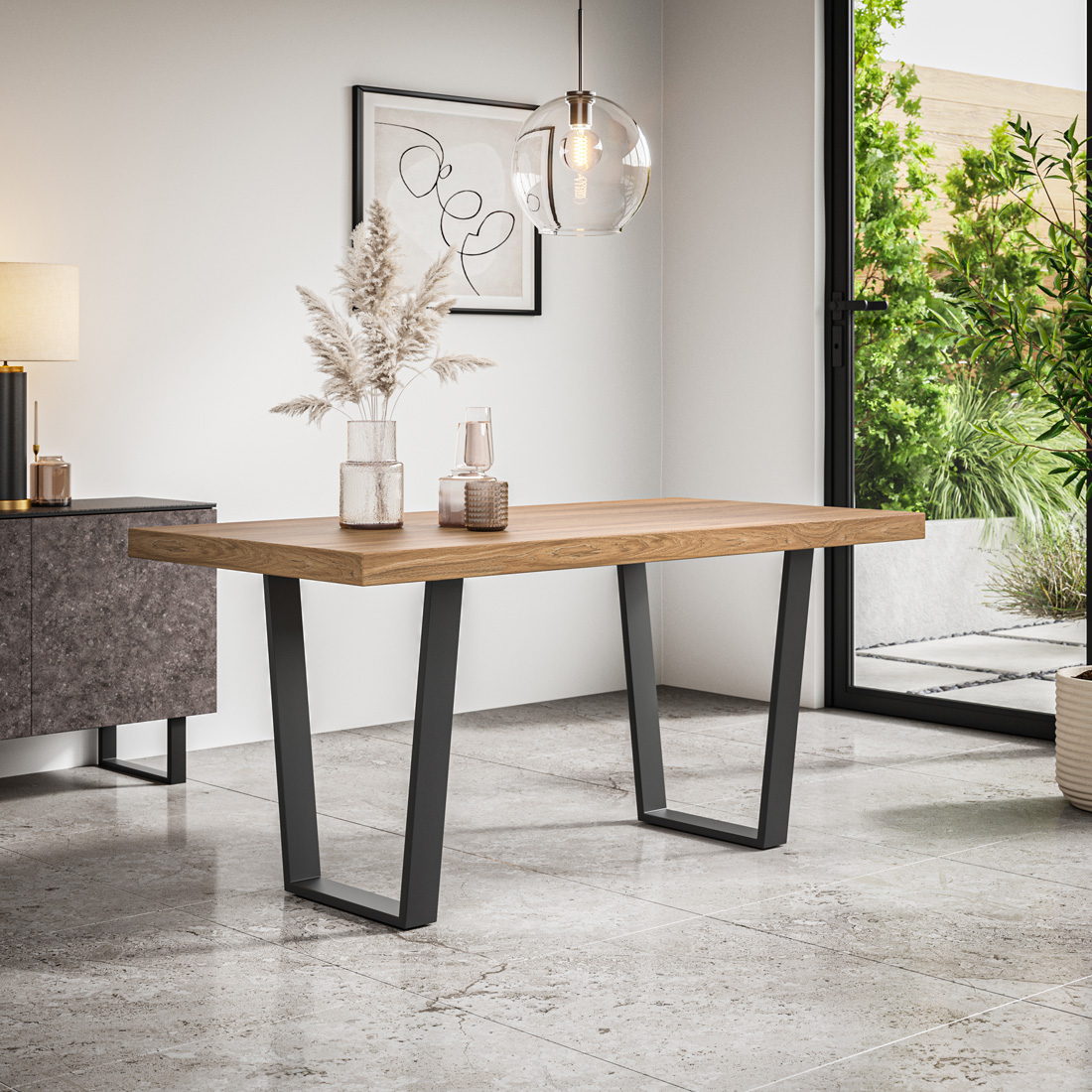 ARIA DINING TABLE w BLACK LEGS