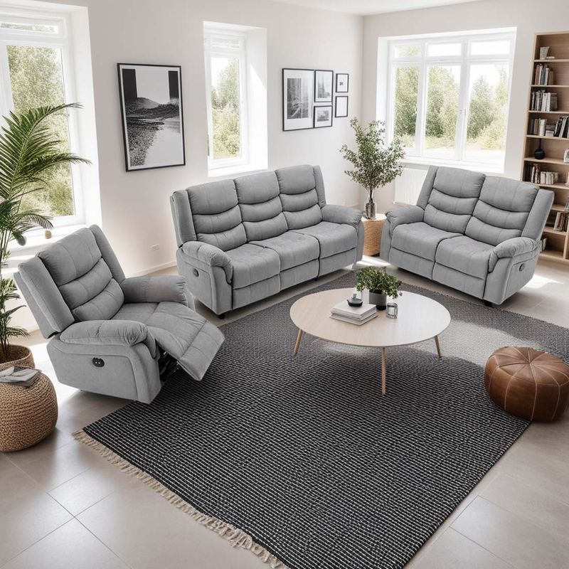 Seattle Electric Recliner Fabric 1+2+3 Seater Sofa Set