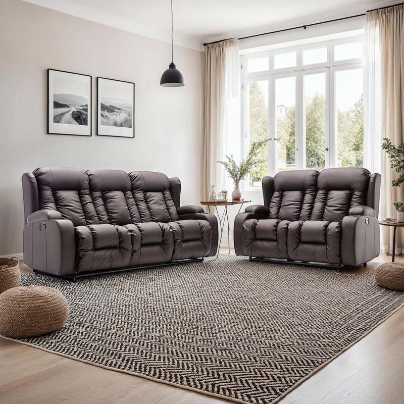 Caesar Manual Recliner Bonded Leather 2+3 Seater Sofa Set