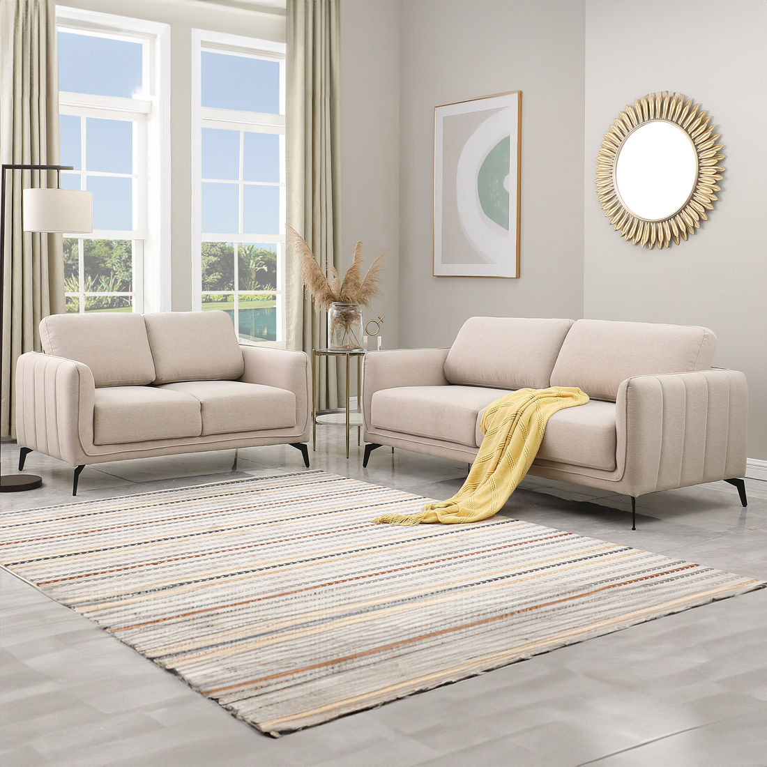 OSLO MODERN SCANDI STYLE FABRIC LIVING ROOM 2+3 SEATER SOFA SET