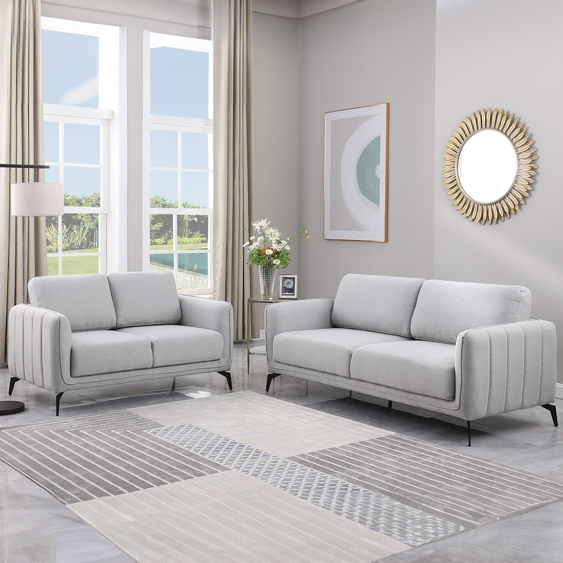 OSLO MODERN SCANDI STYLE FABRIC LIVING ROOM 2+3 SEATER SOFA SET